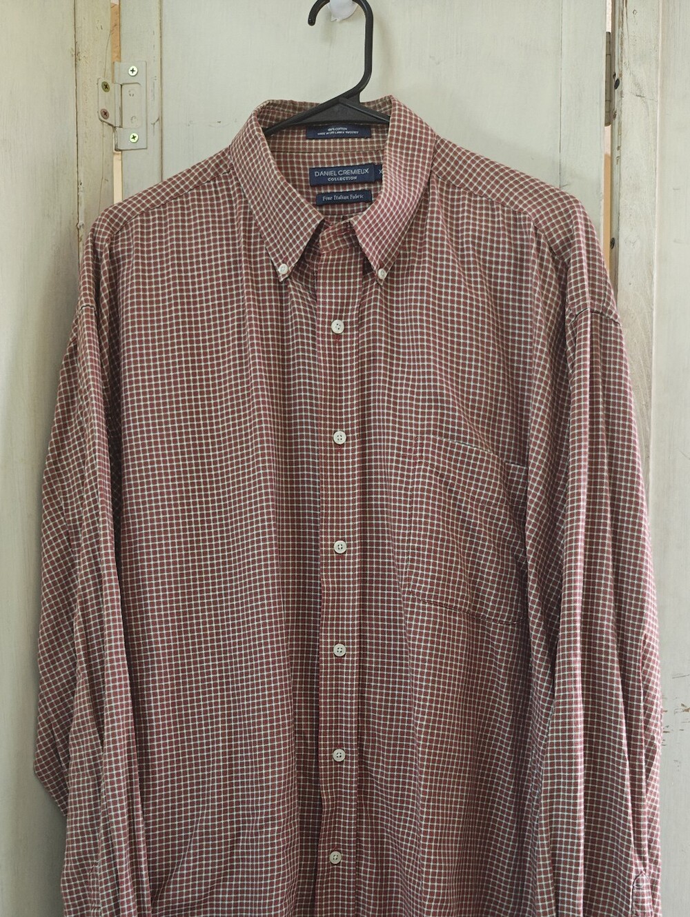 Daniel Cremieux Men's Burgundy Check Button-Down Shirt